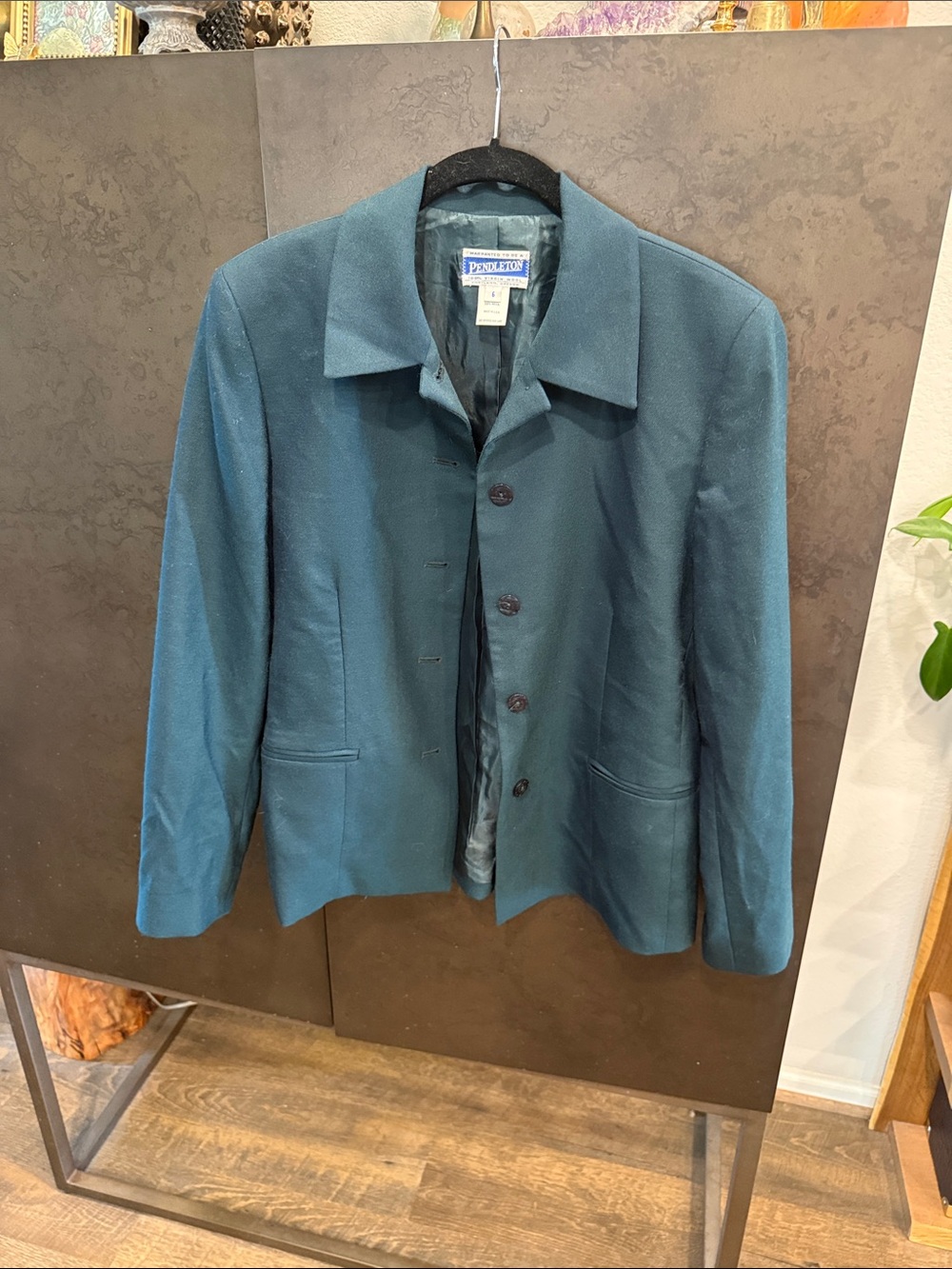 Pendleton Dark Teal Wool Button Jacket